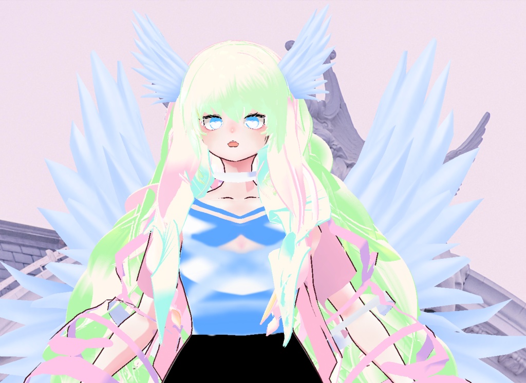 VRM+VROID+의상 및 머리스타일 아이템 / 천사 소녀 / 테두리 있음 없음 1가지 아바타 테두리 유무 버전 으로 2가지 /