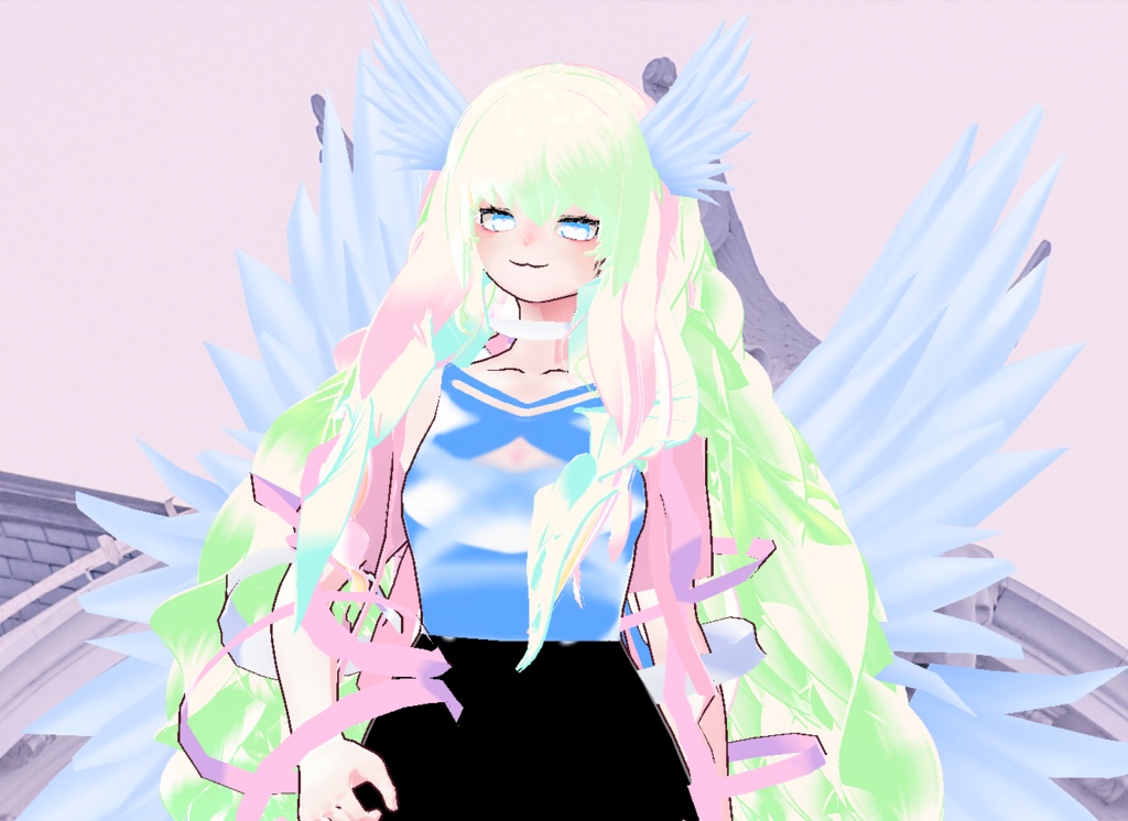 VRM+VROID+의상 및 머리스타일 아이템 / 천사 소녀 / 테두리 있음 없음 1가지 아바타 테두리 유무 버전 으로 2가지 /