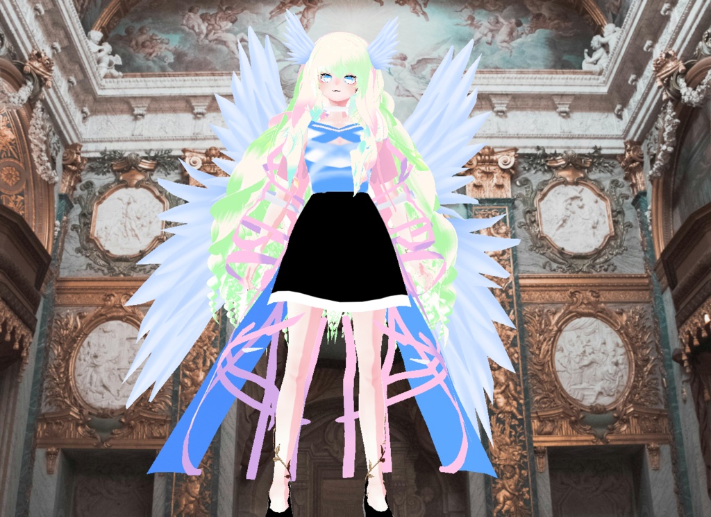 VRM+VROID+의상 및 머리스타일 아이템 / 천사 소녀 / 테두리 있음 없음 1가지 아바타 테두리 유무 버전 으로 2가지 /