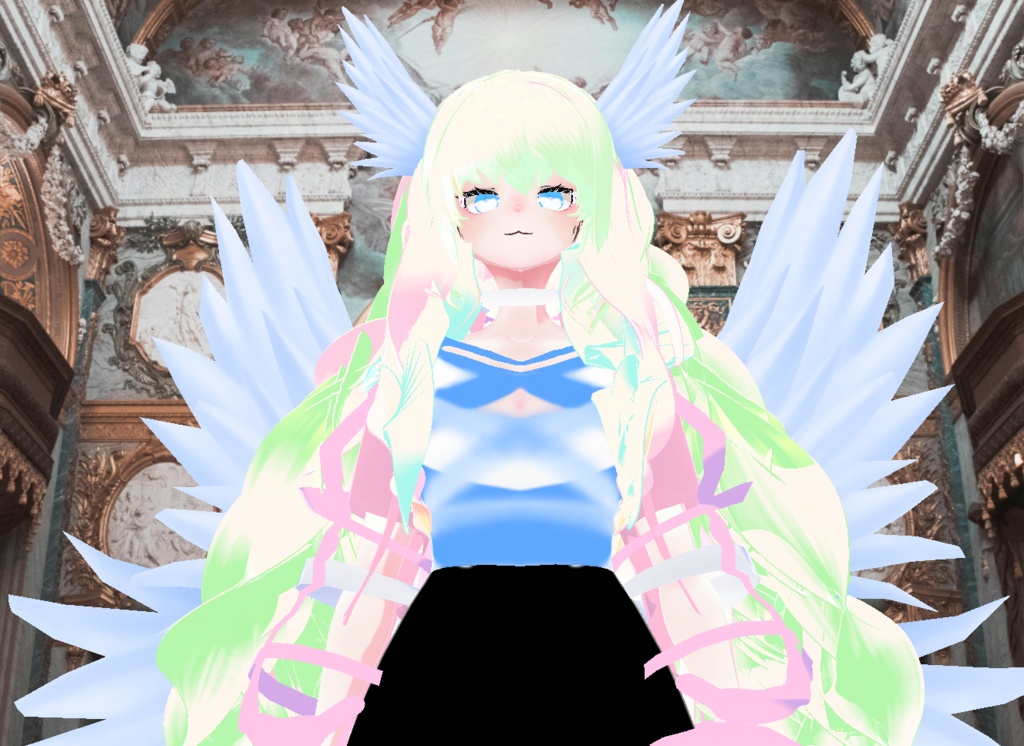 VRM+VROID+의상 및 머리스타일 아이템 / 천사 소녀 / 테두리 있음 없음 1가지 아바타 테두리 유무 버전 으로 2가지 /