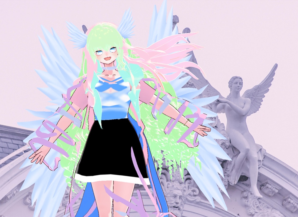 VRM+VROID+의상 및 머리스타일 아이템 / 천사 소녀 / 테두리 있음 없음 1가지 아바타 테두리 유무 버전 으로 2가지 /