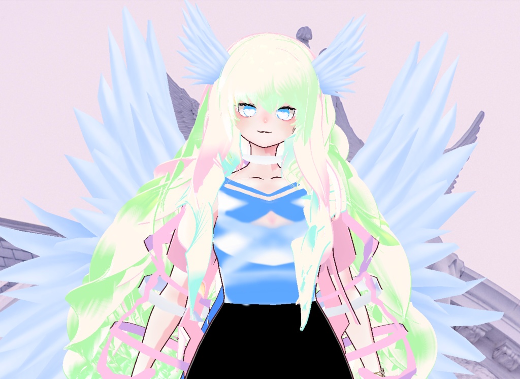 VRM+VROID+의상 및 머리스타일 아이템 / 천사 소녀 / 테두리 있음 없음 1가지 아바타 테두리 유무 버전 으로 2가지 /