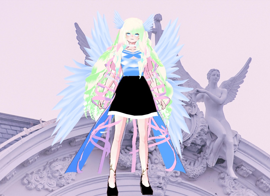 VRM+VROID+의상 및 머리스타일 아이템 / 천사 소녀 / 테두리 있음 없음 1가지 아바타 테두리 유무 버전 으로 2가지 /