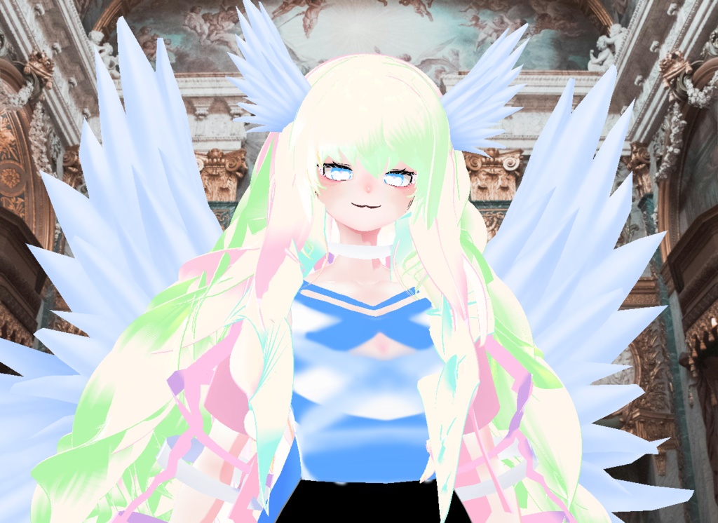 VRM+VROID+의상 및 머리스타일 아이템 / 천사 소녀 / 테두리 있음 없음 1가지 아바타 테두리 유무 버전 으로 2가지 /