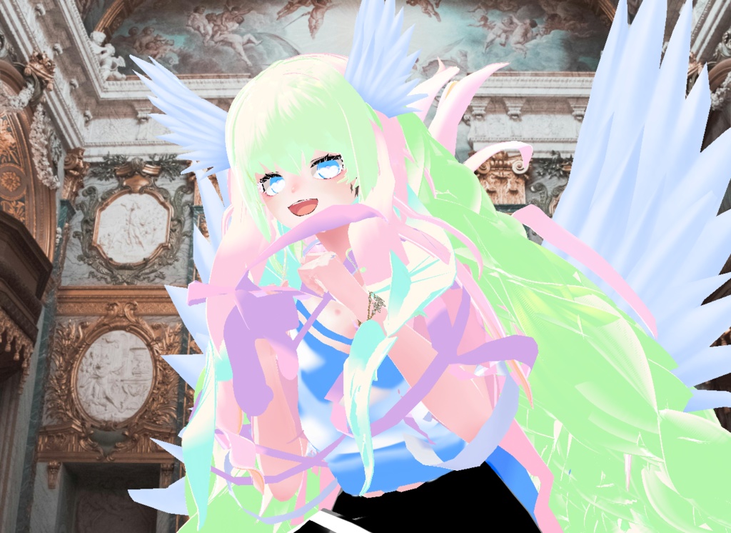 VRM+VROID+의상 및 머리스타일 아이템 / 천사 소녀 / 테두리 있음 없음 1가지 아바타 테두리 유무 버전 으로 2가지 /