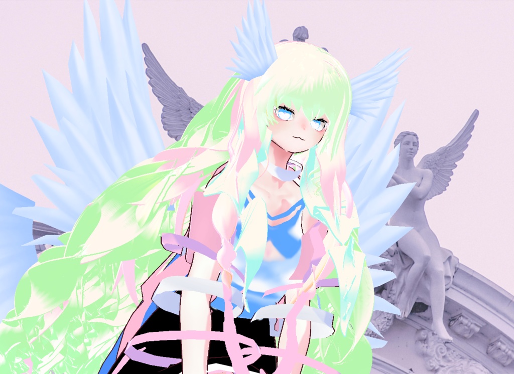 VRM+VROID+의상 및 머리스타일 아이템 / 천사 소녀 / 테두리 있음 없음 1가지 아바타 테두리 유무 버전 으로 2가지 /