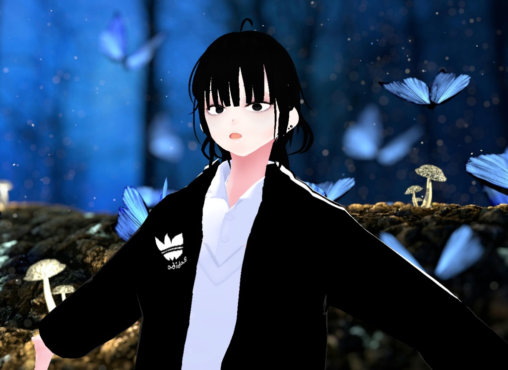 VROID+의상 및 머리스타일 아이템 만 / 원본 파일 이나 VRM 없음 / 음침 소녀 + 똘망 소녀 / ( 같은 아바타 2가지 버전 )