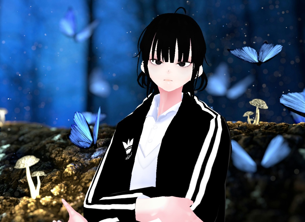 VROID+의상 및 머리스타일 아이템 만 / 원본 파일 이나 VRM 없음 / 음침 소녀 + 똘망 소녀 / ( 같은 아바타 2가지 버전 )