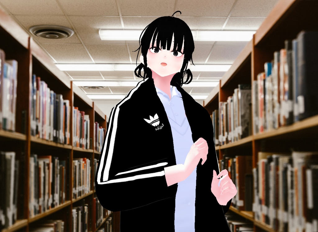 VROID+의상 및 머리스타일 아이템 만 / 원본 파일 이나 VRM 없음 / 음침 소녀 + 똘망 소녀 / ( 같은 아바타 2가지 버전 )