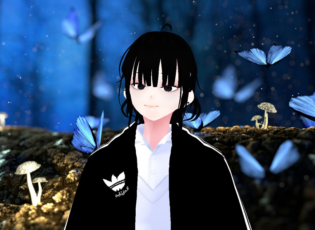 VROID+의상 및 머리스타일 아이템 만 / 원본 파일 이나 VRM 없음 / 음침 소녀 + 똘망 소녀 / ( 같은 아바타 2가지 버전 )