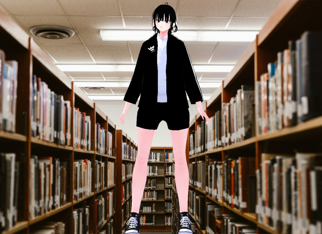 VROID+의상 및 머리스타일 아이템 만 / 원본 파일 이나 VRM 없음 / 음침 소녀 + 똘망 소녀 / ( 같은 아바타 2가지 버전 )