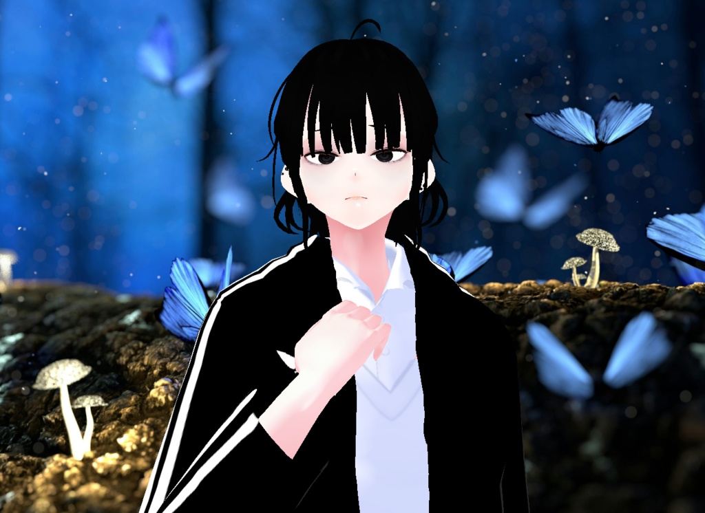 VROID+의상 및 머리스타일 아이템 만 / 원본 파일 이나 VRM 없음 / 음침 소녀 + 똘망 소녀 / ( 같은 아바타 2가지 버전 )