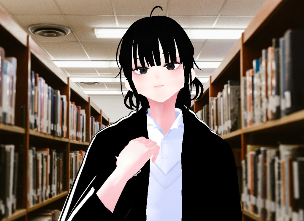 VROID+의상 및 머리스타일 아이템 만 / 원본 파일 이나 VRM 없음 / 음침 소녀 + 똘망 소녀 / ( 같은 아바타 2가지 버전 )