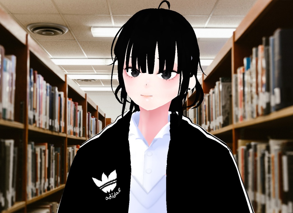 VROID+의상 및 머리스타일 아이템 만 / 원본 파일 이나 VRM 없음 / 음침 소녀 + 똘망 소녀 / ( 같은 아바타 2가지 버전 )