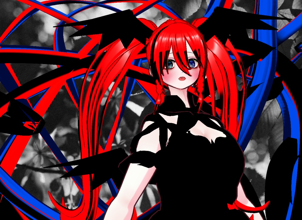 VRM+VROID+의상 및 머리스타일 아이템 / 얀데레 악마 소녀