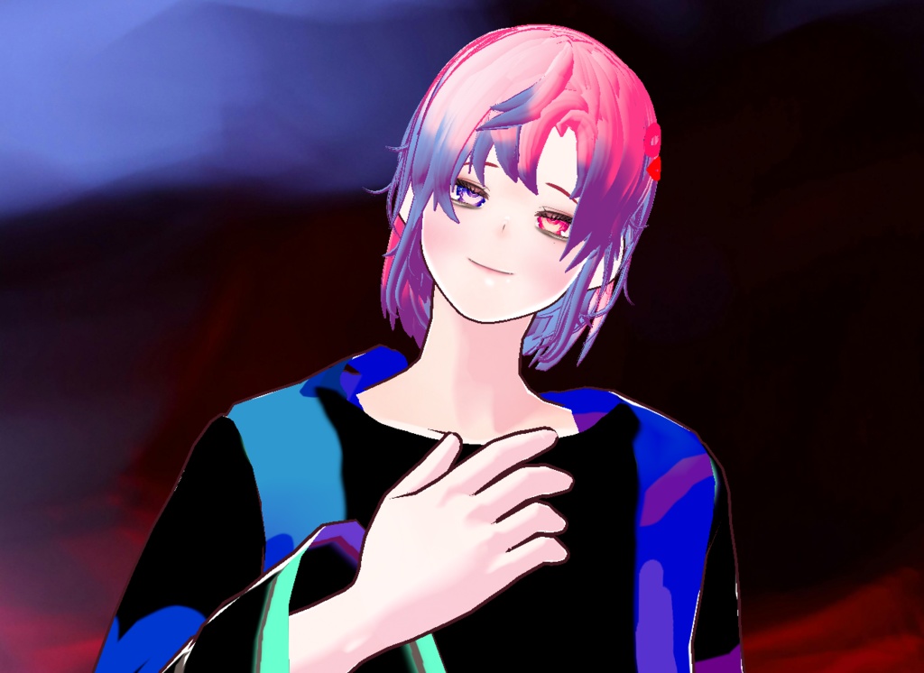 VRM+VROID+의상 및 머리스타일 아이템 / 묶은 머리 남캐 ( 머리색상 4가지 버전 ) - 하나는 연한 핑크라 사진 상으론 없지만 아이템은 있으니 안심 하세요