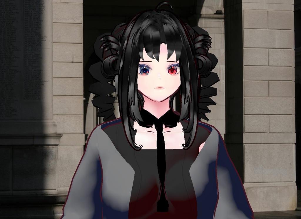 VRM+의상 및 머리스타일 아이템+원본파일 VROID / 머리스타일 2개 독특한 양갈래 머리 소녀 아바타