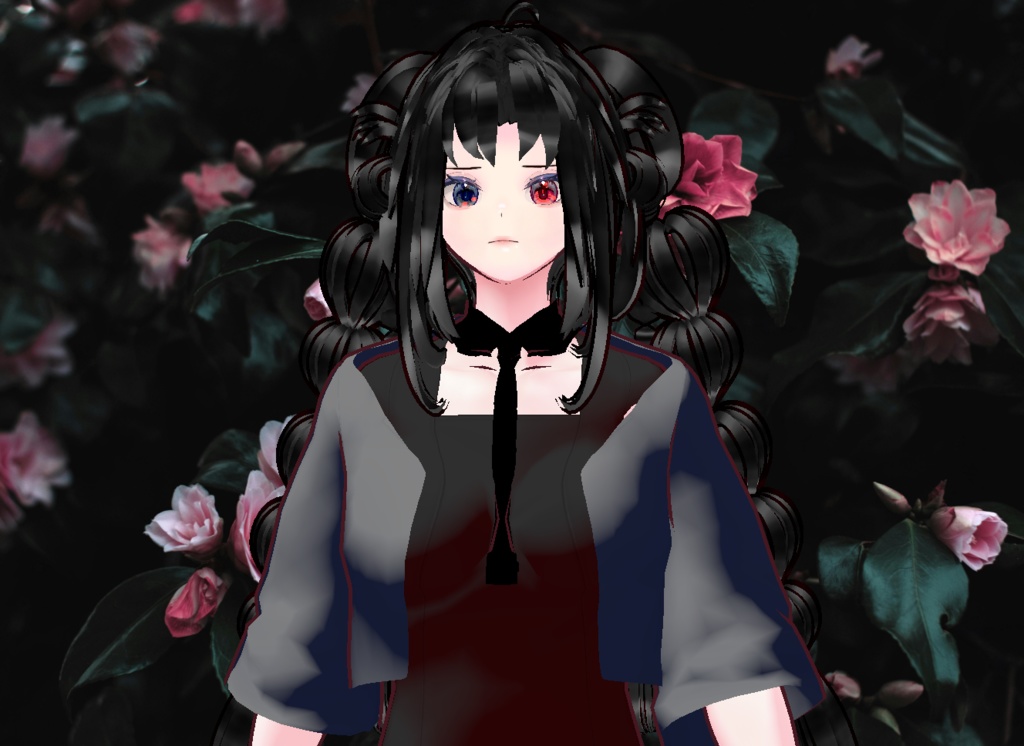 VRM+의상 및 머리스타일 아이템+원본파일 VROID / 머리스타일 2개 독특한 양갈래 머리 소녀 아바타