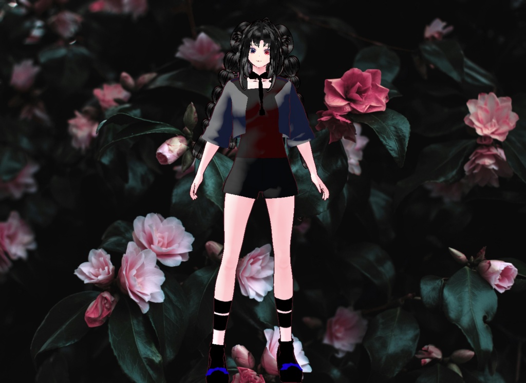 VRM+의상 및 머리스타일 아이템+원본파일 VROID / 머리스타일 2개 독특한 양갈래 머리 소녀 아바타