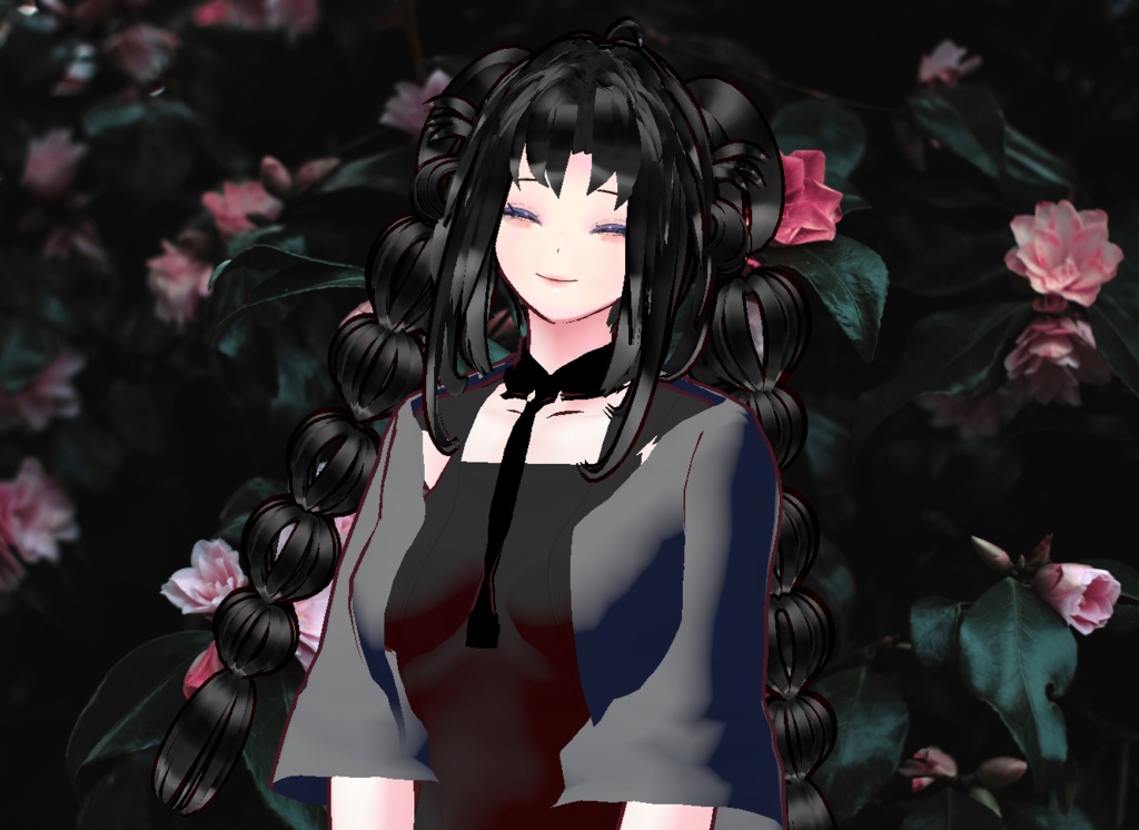 VRM+의상 및 머리스타일 아이템+원본파일 VROID / 머리스타일 2개 독특한 양갈래 머리 소녀 아바타