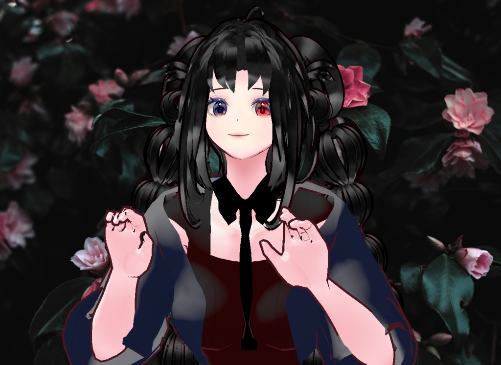 VRM+의상 및 머리스타일 아이템+원본파일 VROID / 머리스타일 2개 독특한 양갈래 머리 소녀 아바타