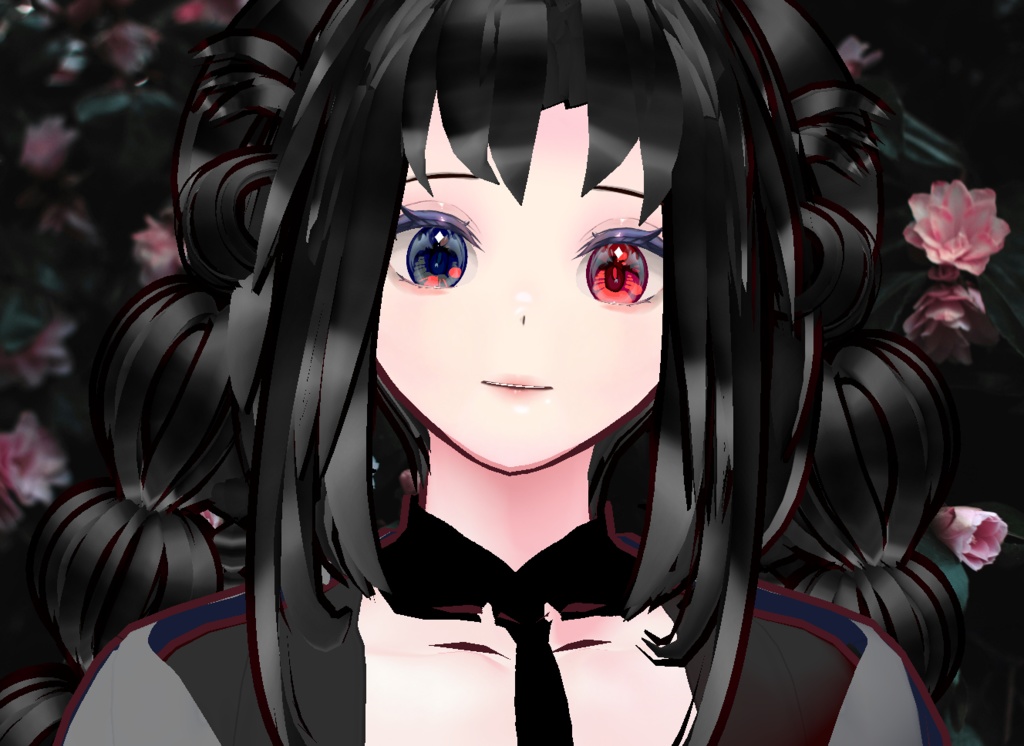 VRM+의상 및 머리스타일 아이템+원본파일 VROID / 머리스타일 2개 독특한 양갈래 머리 소녀 아바타