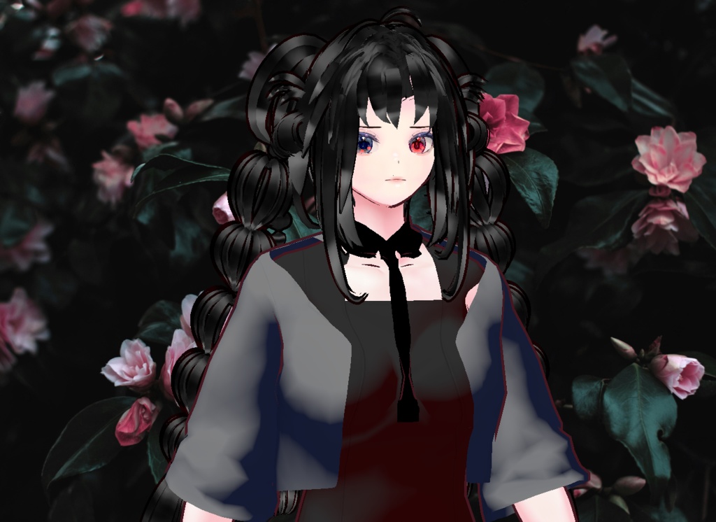 VRM+의상 및 머리스타일 아이템+원본파일 VROID / 머리스타일 2개 독특한 양갈래 머리 소녀 아바타