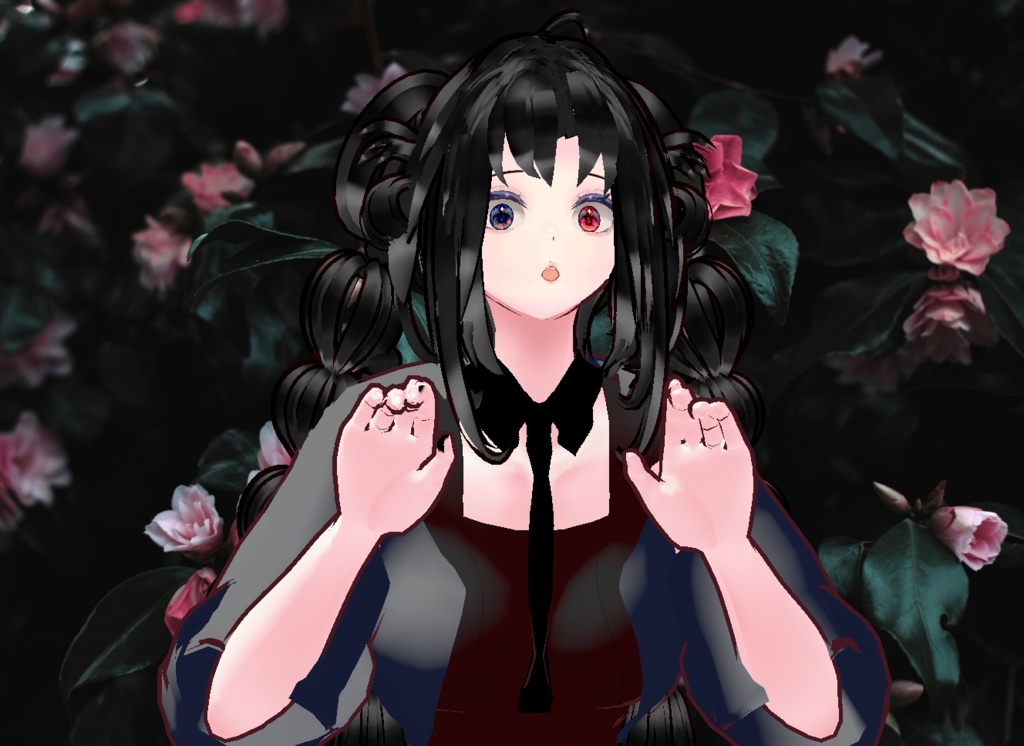 VRM+의상 및 머리스타일 아이템+원본파일 VROID / 머리스타일 2개 독특한 양갈래 머리 소녀 아바타