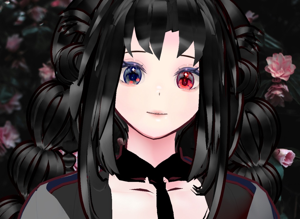 VRM+의상 및 머리스타일 아이템+원본파일 VROID /  머리스타일 2개 독특한 양갈래 머리 소녀 아바타