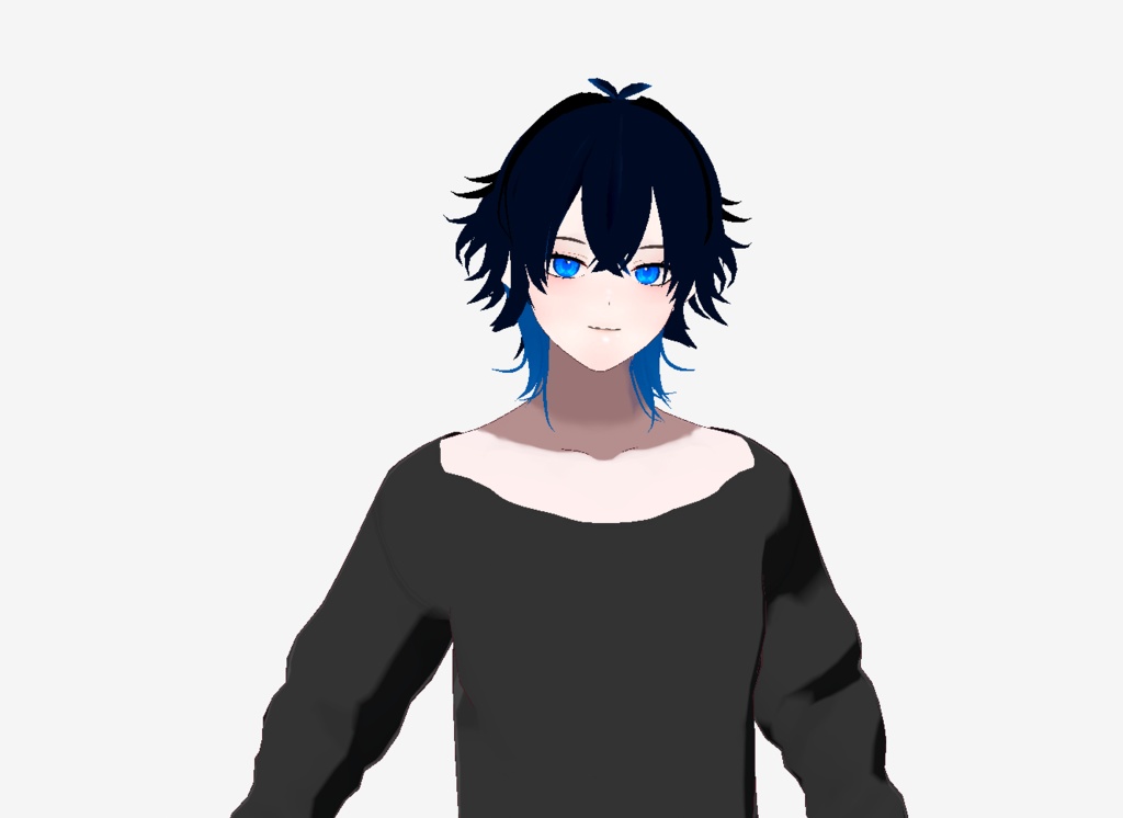 VRM+VROID+의상 및 머리스타일 아이템 / 뻗침머리 양복 남성 + 티셔츠 테두리 얇은 무테에 가까운 버전 2가지 파일