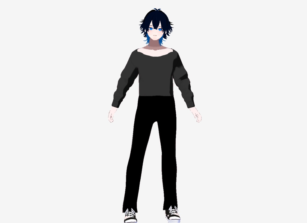 VRM+VROID+의상 및 머리스타일 아이템 / 뻗침머리 양복 남성 + 티셔츠 테두리 얇은 무테에 가까운 버전 2가지 파일