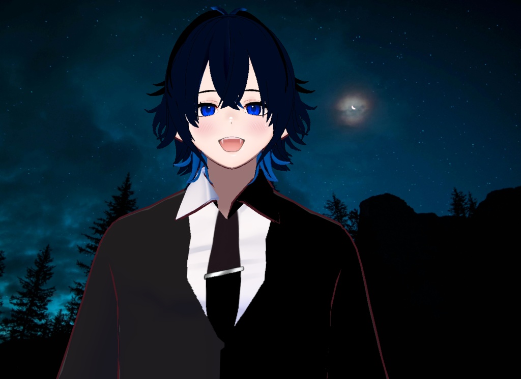 VRM+VROID+의상 및 머리스타일 아이템 / 뻗침머리 양복 남성 + 티셔츠 테두리 얇은 무테에 가까운 버전 2가지 파일