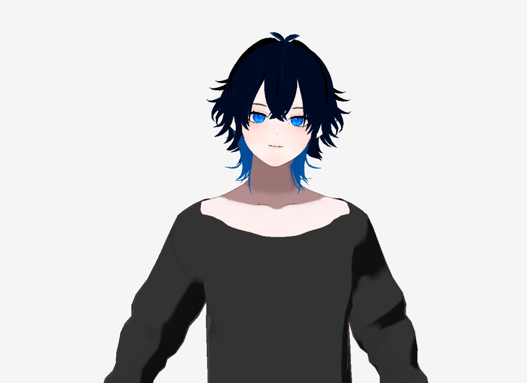 VRM+VROID+의상 및 머리스타일 아이템 / 뻗침머리 양복 남성 + 티셔츠 테두리 얇은 무테에 가까운 버전 2가지 파일