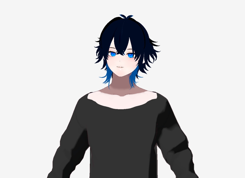 VRM+VROID+의상 및 머리스타일 아이템 / 뻗침머리 양복 남성 + 티셔츠 테두리 얇은 무테에 가까운 버전 2가지 파일