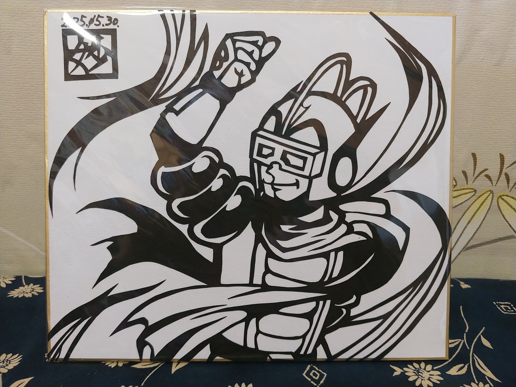 ベラボーマン　切り絵色紙(一点もの)