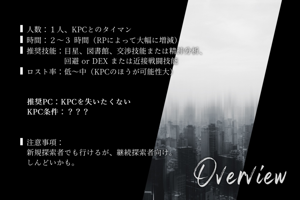 CoCシナリオ「地獄の果てで追うは夢か現か」