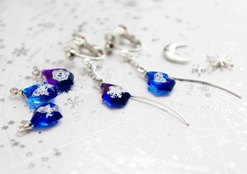 結晶の守り(蝶・雪) イヤリング/ピアス