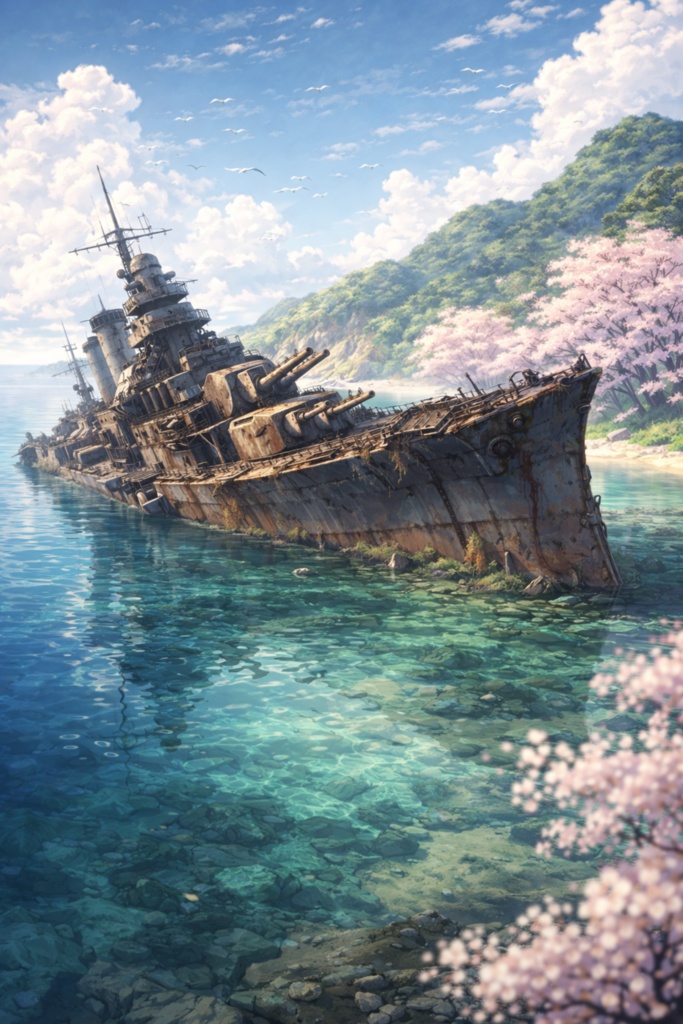 『朝凪(あさなぎ)の戦艦』Battleship in the Morning Calm