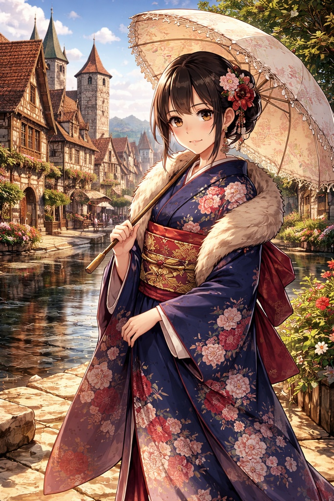 静かに立つ和服美人 ― 異なる土地の習作集 A Kimono Woman, Standing Quietly — Study Collection