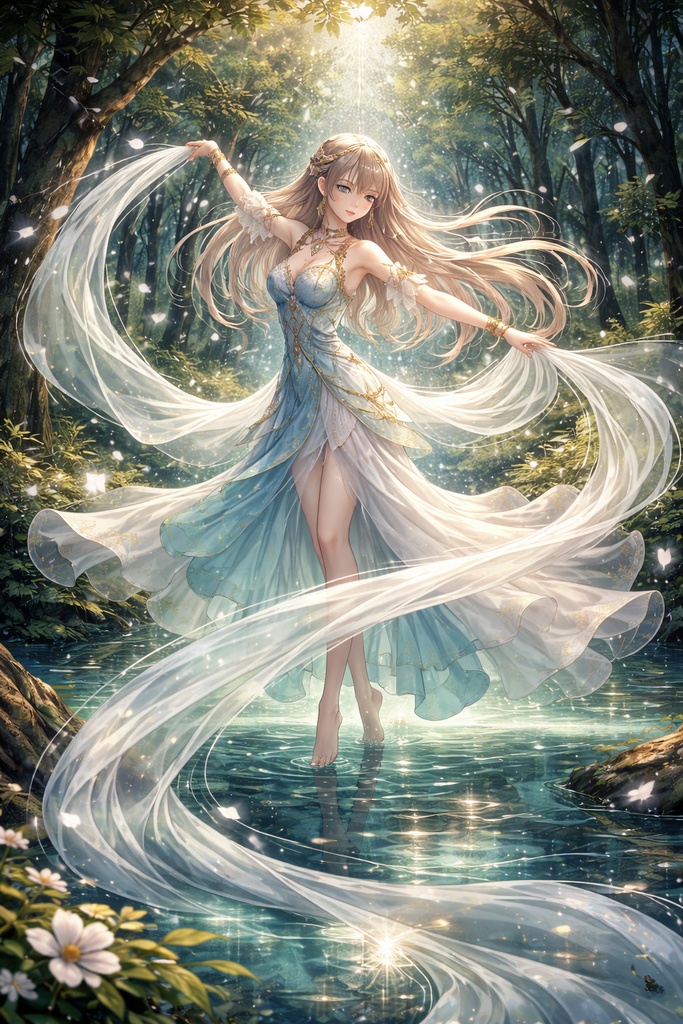 森の精霊舞踏 - 光を纏う水辺の幻想　Forest Spirit Dance – Luminous Fantasy by the Water