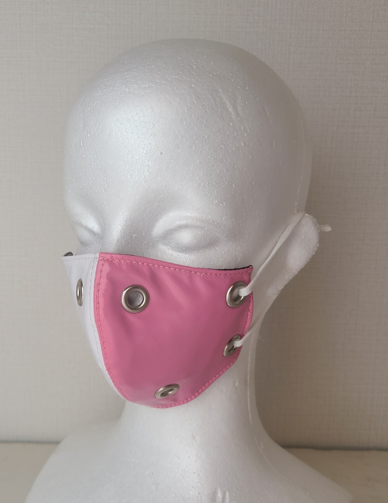 テカテカ マスク(白ピンク)