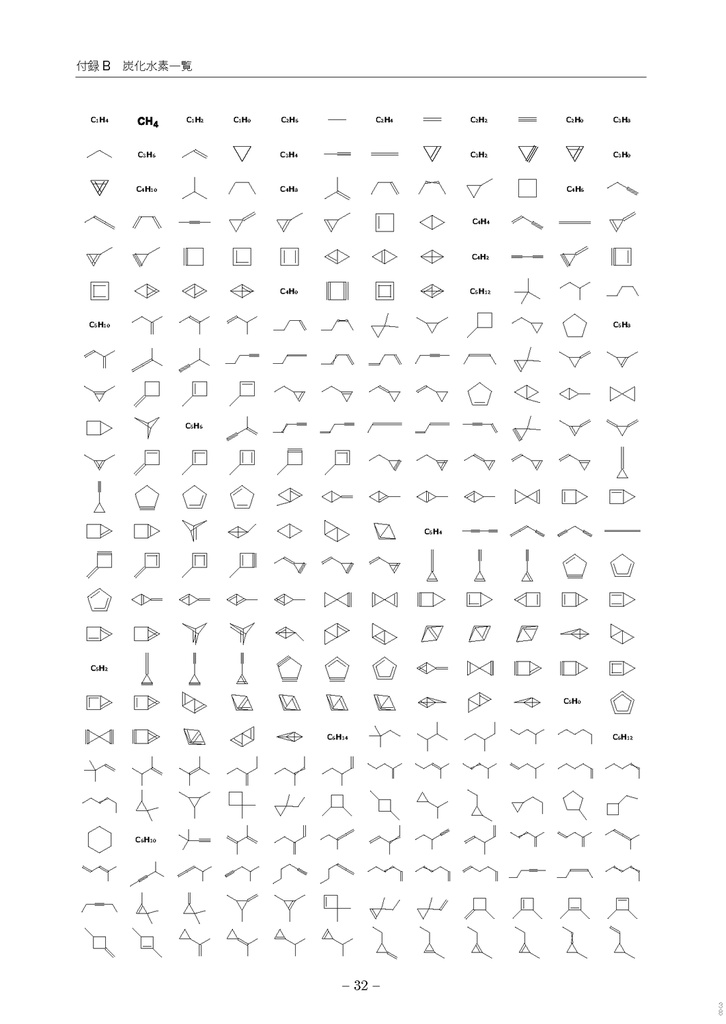 炭素と水素による構造式一覧 改訂第2版
