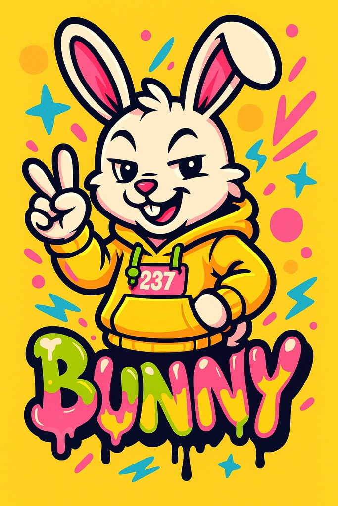 【RABBIT】237ストリートアート干支キャラ｜デジタルポスター