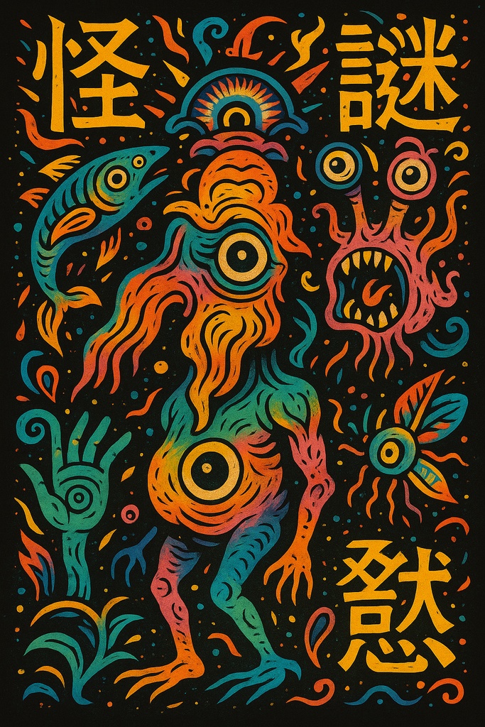 謎生物グラフィックアート｜サイケ×ストリート×漢字【デジタルデータ】 Psychedelic Monster Art – Weird & Wild Creatures (Digital Download)