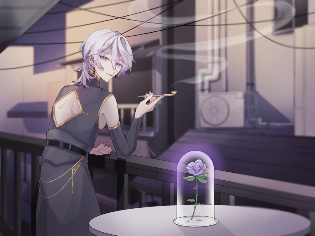 ベランダと煙管 1枚絵アクキー