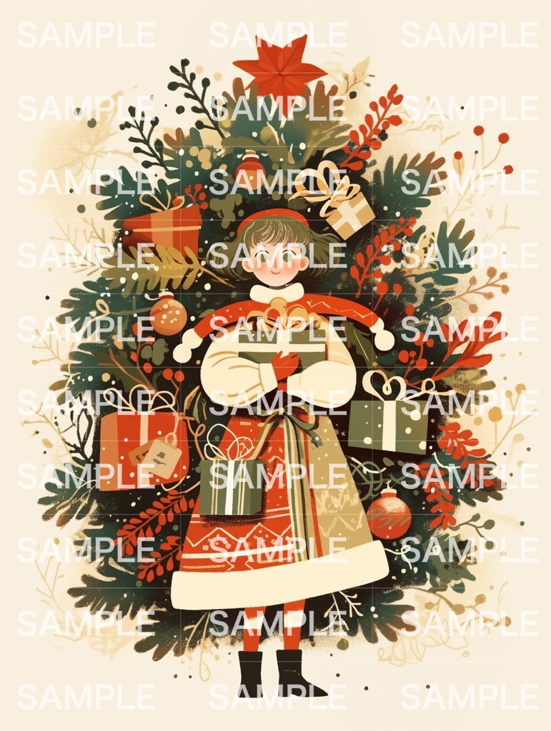 クリスマスツリーと女の子