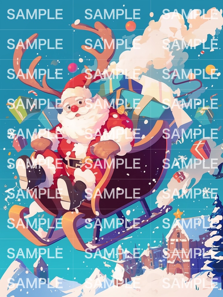 ソリに乗ったサンタクロース