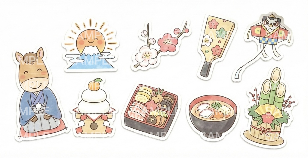 お正月のフレークシール