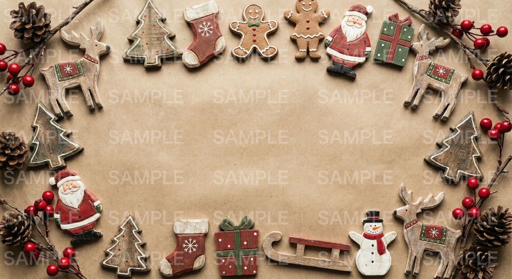 木製クラフトのクリスマス（文字なし）