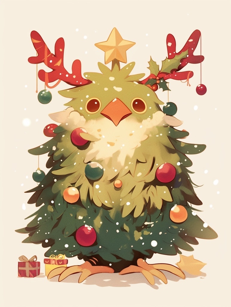 クリスマスツリー鳥人化